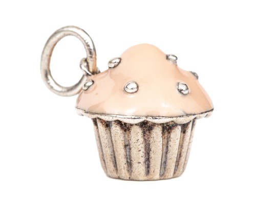 Tiffany & Co. Sterling Silver Sweet Pink Enamel Cupcake Charm