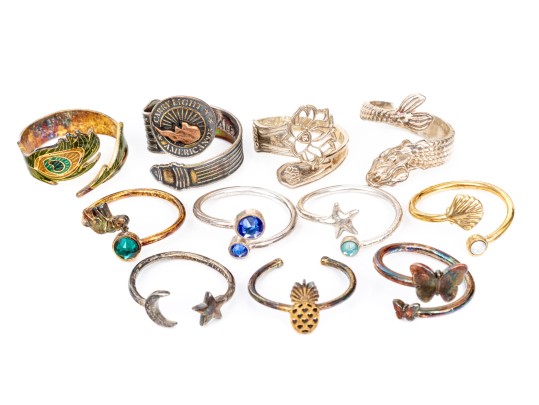 Alex + Ani Collection Of Adjustable Sterling Silver And Sterling Silver Vermeil Rings