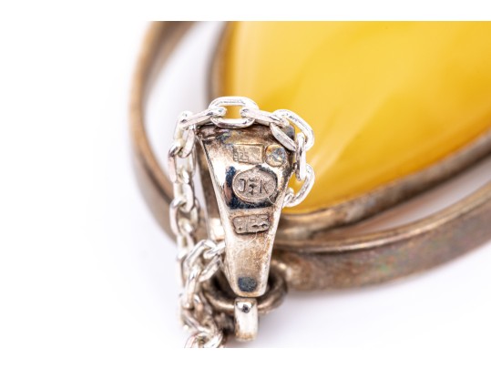 Sterling Silver Collection Of Ten Stone, Glass, Amber And Composite Necklaces