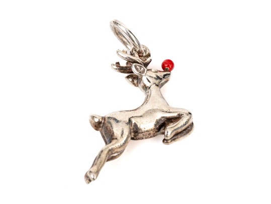 Tiffany & Co. Sterling Silver Merry Red Enamel Accented Rudolph The Reindeer Charm