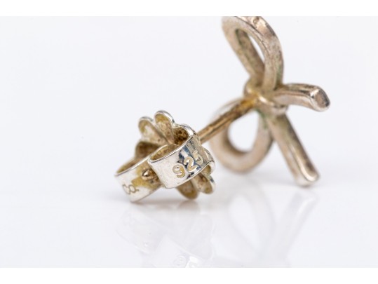 Tiffany & Co. Sterling Silver Charming Bow Motif Stud Earrings