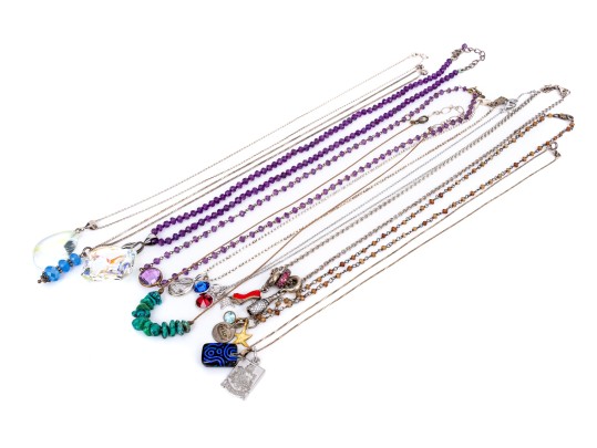 Sterling Silver Collection Of Ten Necklaces, Including Pandora