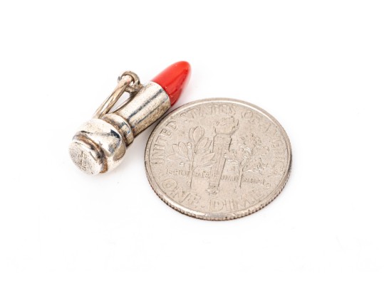 Tiffany & Co. Sterling Silver Fabulous Red Enamel Accented Lipstick Charm