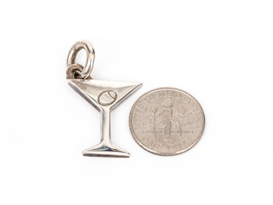 Tiffany & Co. Sterling Silver Debonair Martini Glass With Olive Charm