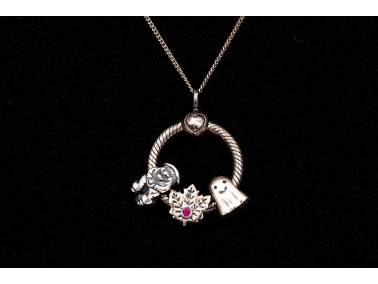 Pandora Sterling Silver Charm Bracelet And Charm Necklace, Including Rare Maple Leaf And Snowflake