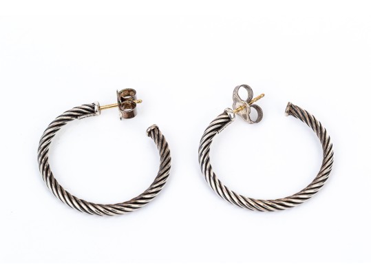 David Yurman Sterling Silver Classic Round Cable Hoop Earrings