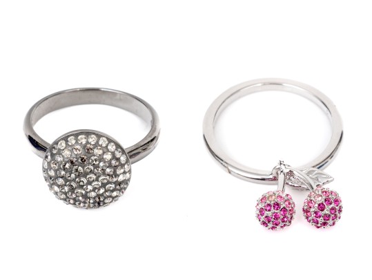 Swarovski Pair Of Crystal Set Rings, Sizes 6.75, With Boxes
