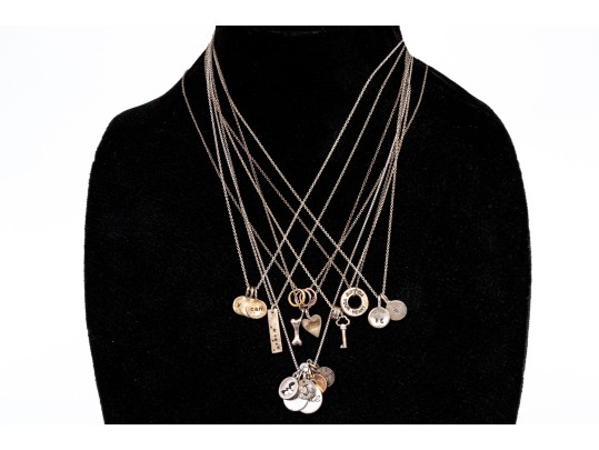 Collection Of Sterling Silver Inspirational Message Charms And Pendants, Including Be U, On Chains