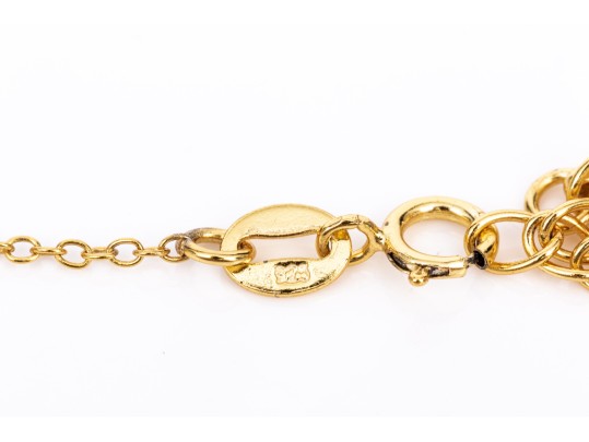Sterling Silver Vermeil Wishbone Motif Necklace, With Chain