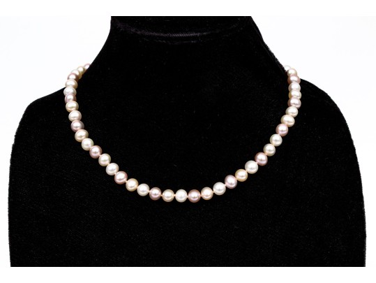 Pretty Pink To Ivory Toned 7.25mm To 7.75mm Matching Cultured Freshwater Pearl Necklace And Bracelet