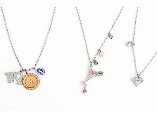 Swarovski Collection Of Three Crystal Set Charm Necklaces