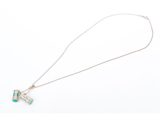 Tiffany & Co. Sterling Silver Unusual Tiffany Blue Enamel 