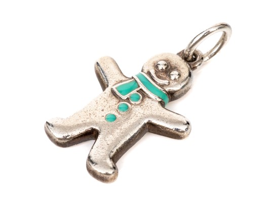 Tiffany & Co. Sterling Silver Charming Tiffany Blue Enamel Gingerbread Man Charm