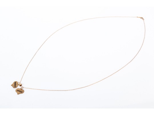 10k Yellow Gold Delicate Heart Motif Inspirational Charm Necklace, 