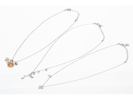 Swarovski Collection Of Three Crystal Set Charm Necklaces