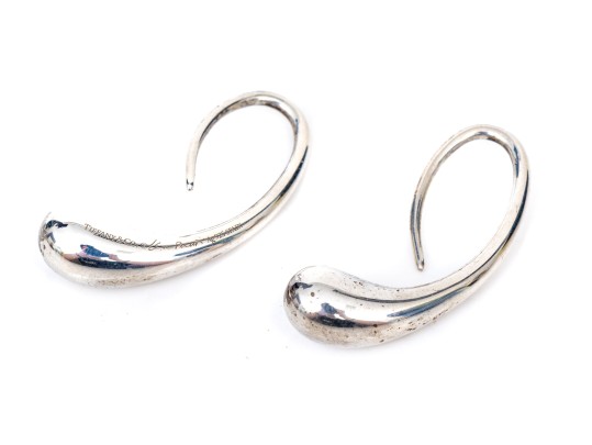 Tiffany & Co. Sterling Silver Elsa Peretti Striking Teardrop Earrings