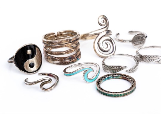 Collection Of Sterling Silver Rings, Sizes 6 To 7
