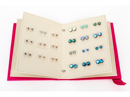 Collection Of Colorful Costume Jewelry Stud Earrings Set With Sterling Silver Posts