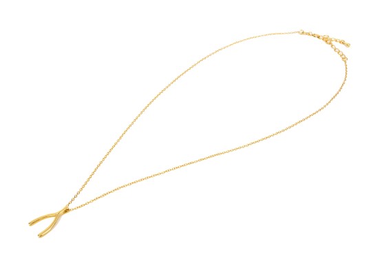 Sterling Silver Vermeil Wishbone Motif Necklace, With Chain