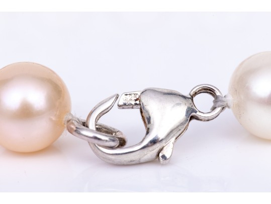 Pretty Pink To Ivory Toned 7.25mm To 7.75mm Matching Cultured Freshwater Pearl Necklace And Bracelet