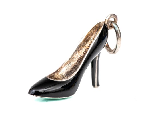 Tiffany & Co. Sterling Silver Chic Black And Tiffany Blue Enamel Stiletto Shoe Charm