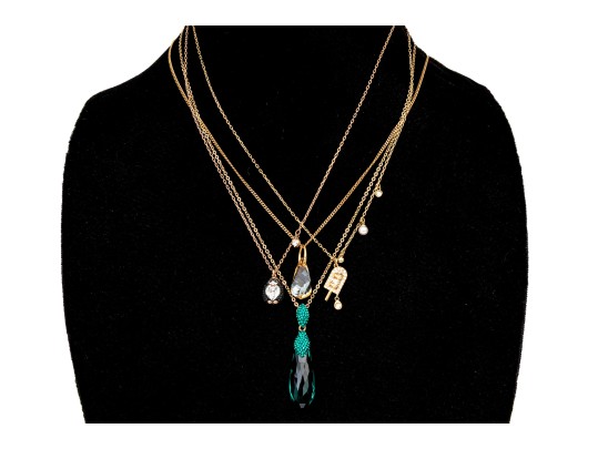 Swarovski Crystal Collection Of Four Crystal Set Necklaces, Rose And Yellow Tones