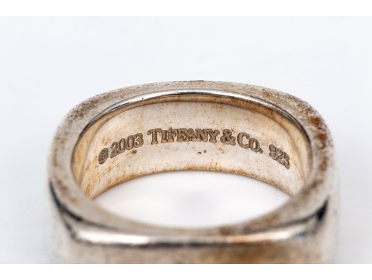 Tiffany & Co. Sterling Silver Contemporary 7.5 Mm Wide Cushion Shaped Band Ring, Size 7