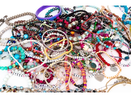 Collection Of Fashion And Costume Jewelry Bracelets, Necklaces, Rings And Brooches