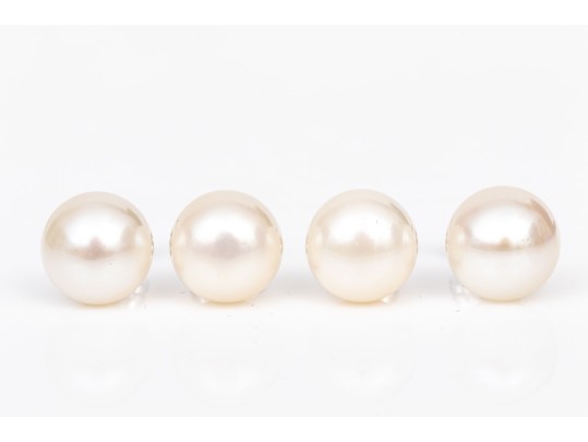 Sterling Silver Set Of Two Cultured Freshwater Pearl Stud Earrings, 8.25 Mm