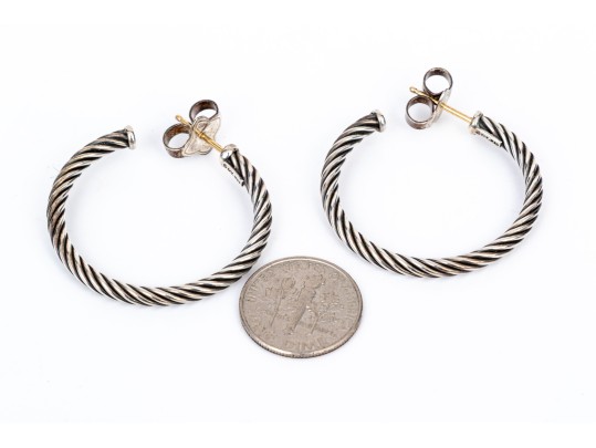 David Yurman Sterling Silver Classic Round Cable Hoop Earrings
