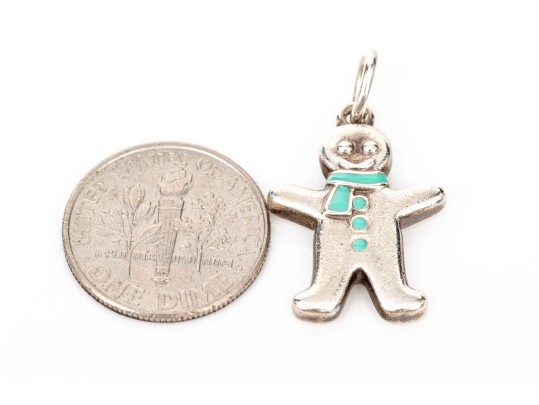 Tiffany & Co. Sterling Silver Charming Tiffany Blue Enamel Gingerbread Man Charm