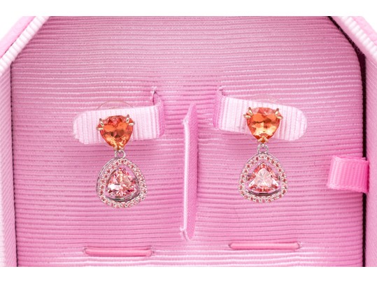 Swarovski Trillion Crystal Halo Drop Pendant Earrings, With Box