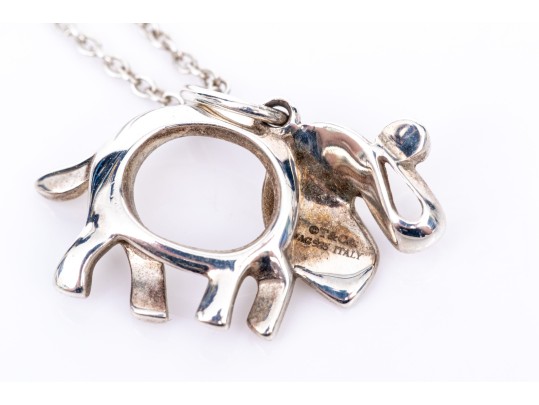 Tiffany & Co. Sterling Silver Contemporary Open Elephant Pendant, With Chain
