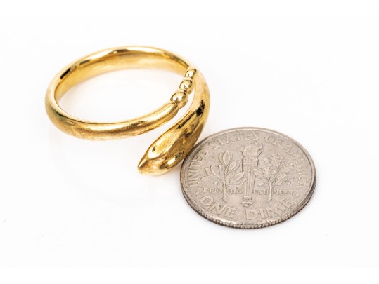Tiffany & Co. Elsa Peretti 18k Yellow Gold Magnificent Snake Motif Ring, Size 8.25, With Box
