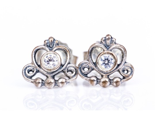 Sterling Silver Collection Of Four Pairs Of Stud Style Earrings