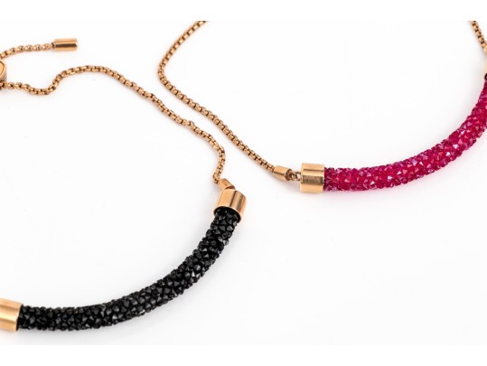 Swarovski Trio Of Three Crystal Set Adjustable Bracelets, Boxed