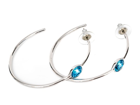 Swarovski Crystal Large Round Hoop Earrings, Blue Crystal Set
