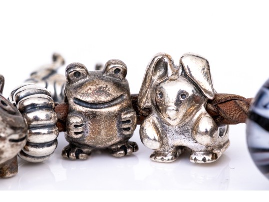 Pandora Sterling Silver Charming Animal Life Bracelet, On Woven Cord.