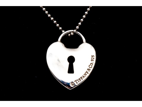 Tiffany & Co. Sterling Silver Heart Padlock Pendant, With Chain