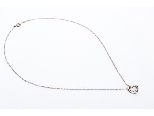 Tiffany & Co. Sterling Silver Elsa Peretti Open Heart Pendant, With Chain