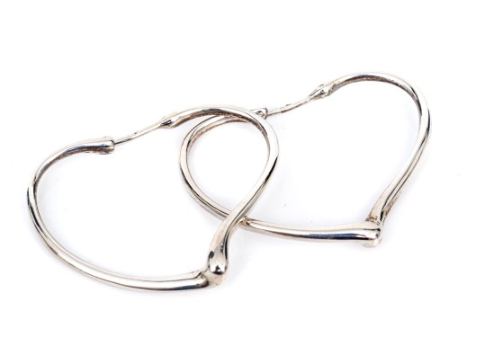 Tiffany & Co. Sterling Silver Elsa Peretti Fabulous Open Heart Hoop Earrings