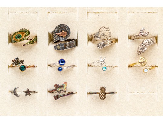 Alex + Ani Collection Of Adjustable Sterling Silver And Sterling Silver Vermeil Rings