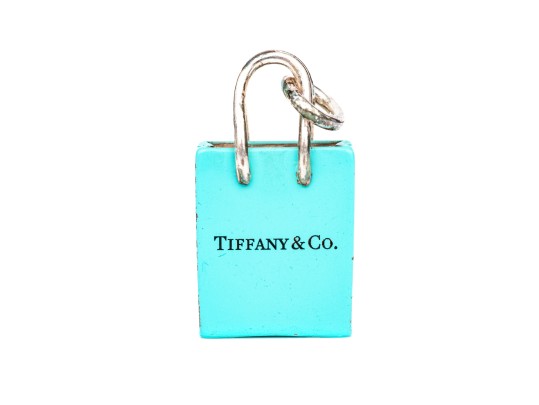 Tiffany & Co. Sterling Silver Iconic Tiffany Blue Enamel Shopping Bag Charm