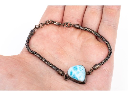 Sterling Silver Collection Of Light Blue Larimar Stone Jewelry