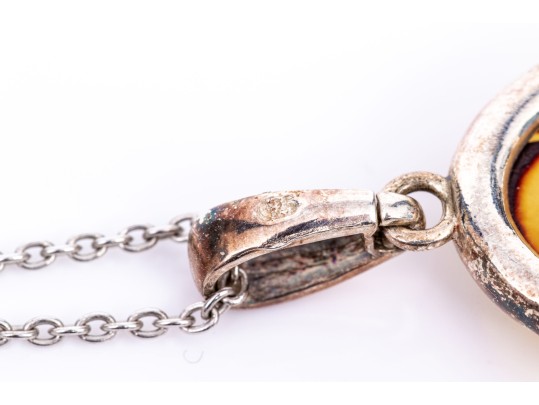 Sterling Silver Collection Of Ten Stone, Glass, Amber And Composite Necklaces