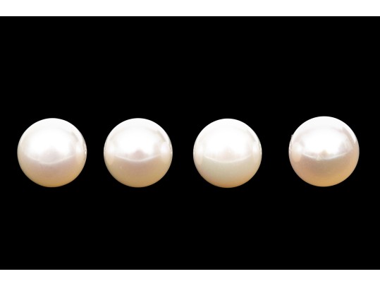 Sterling Silver Set Of Two Cultured Freshwater Pearl Stud Earrings, 8.25 Mm