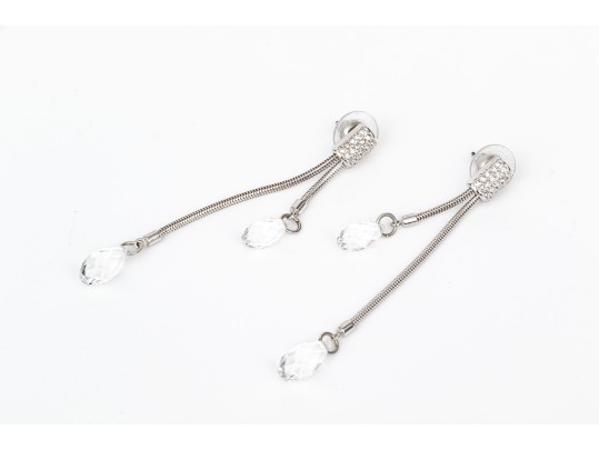 Swarovski Crystal Snake Chain And Briolette Crystal Set Necklace With Matching Earrings