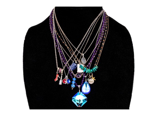 Sterling Silver Collection Of Ten Necklaces, Including Pandora