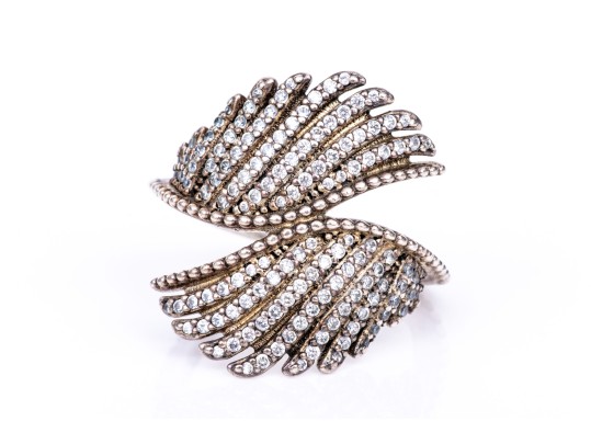 Pandora Sterling Silver Collection Of Crystal Set Wing, Feather And Butterfly Motif Jewelry