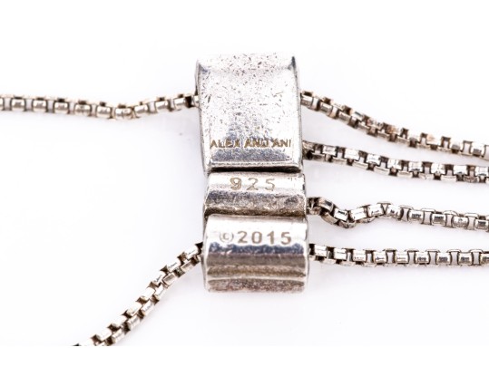Sterling Silver Collection Of Three Cz And Crystal Set Necklaces On Chains